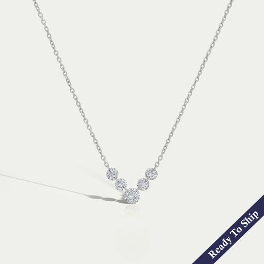 Five Stone Round Diamond Drill Necklace Necklaces