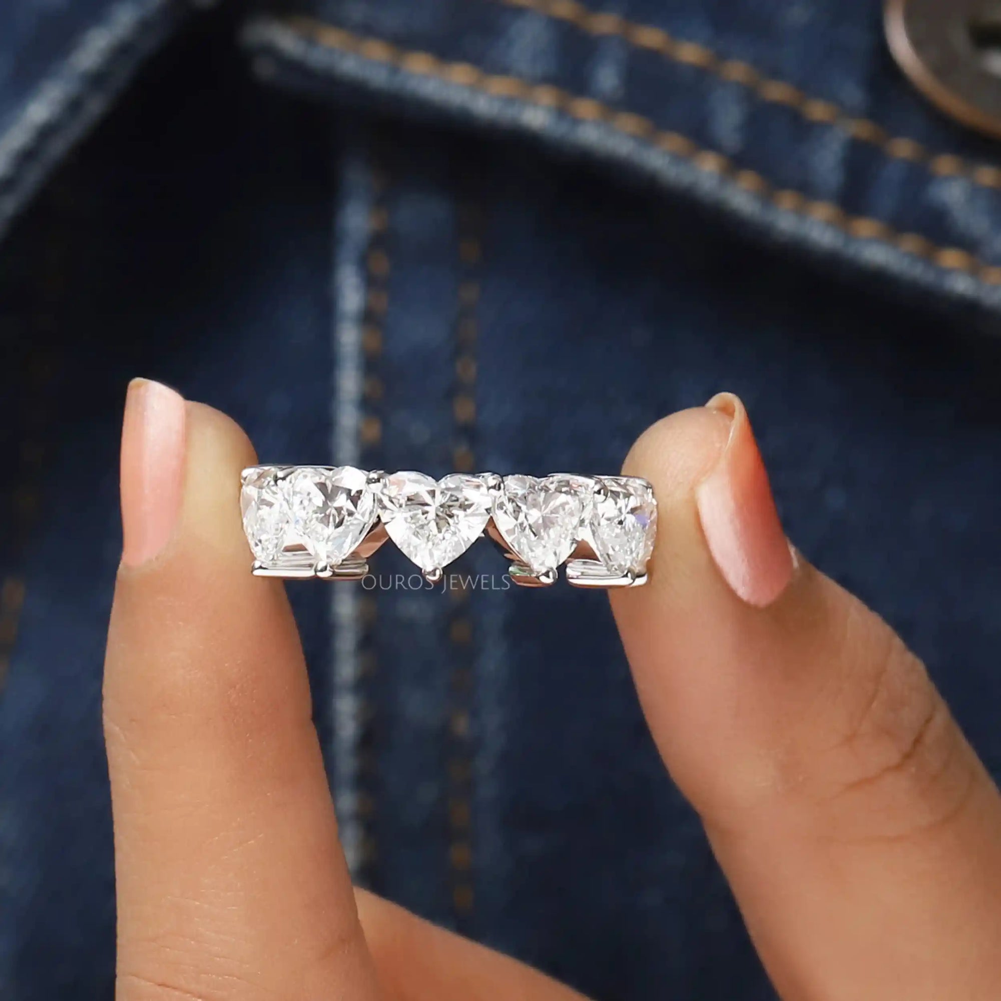 Heart Cut Lab Grown Diamond Five Stone Ring Rings