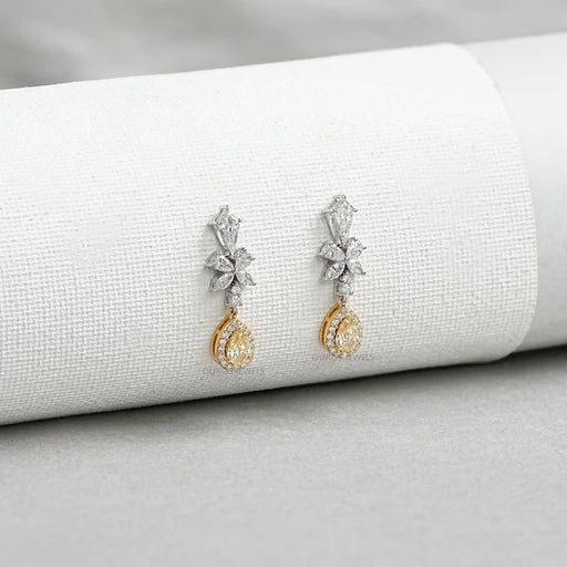 Yellow Pear Diamond Dangle Earrings Earrings
