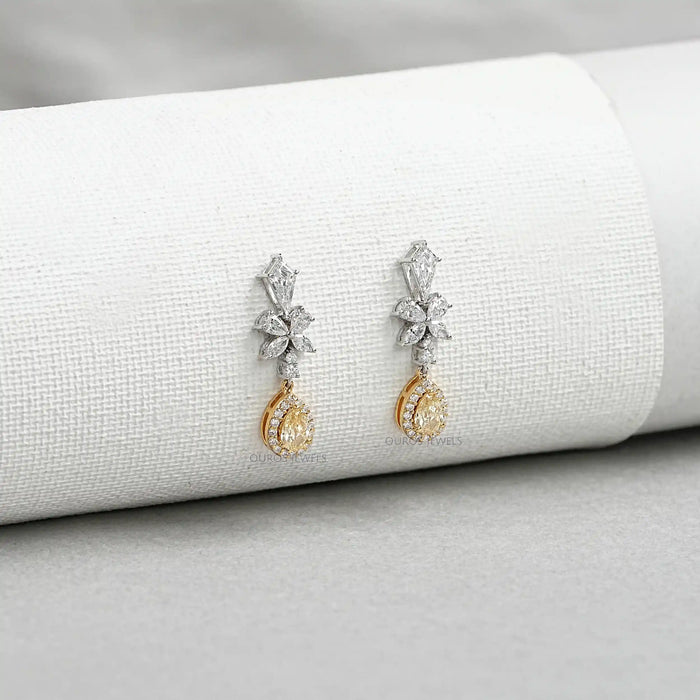 Yellow Pear Diamond Dangle Earrings Earrings