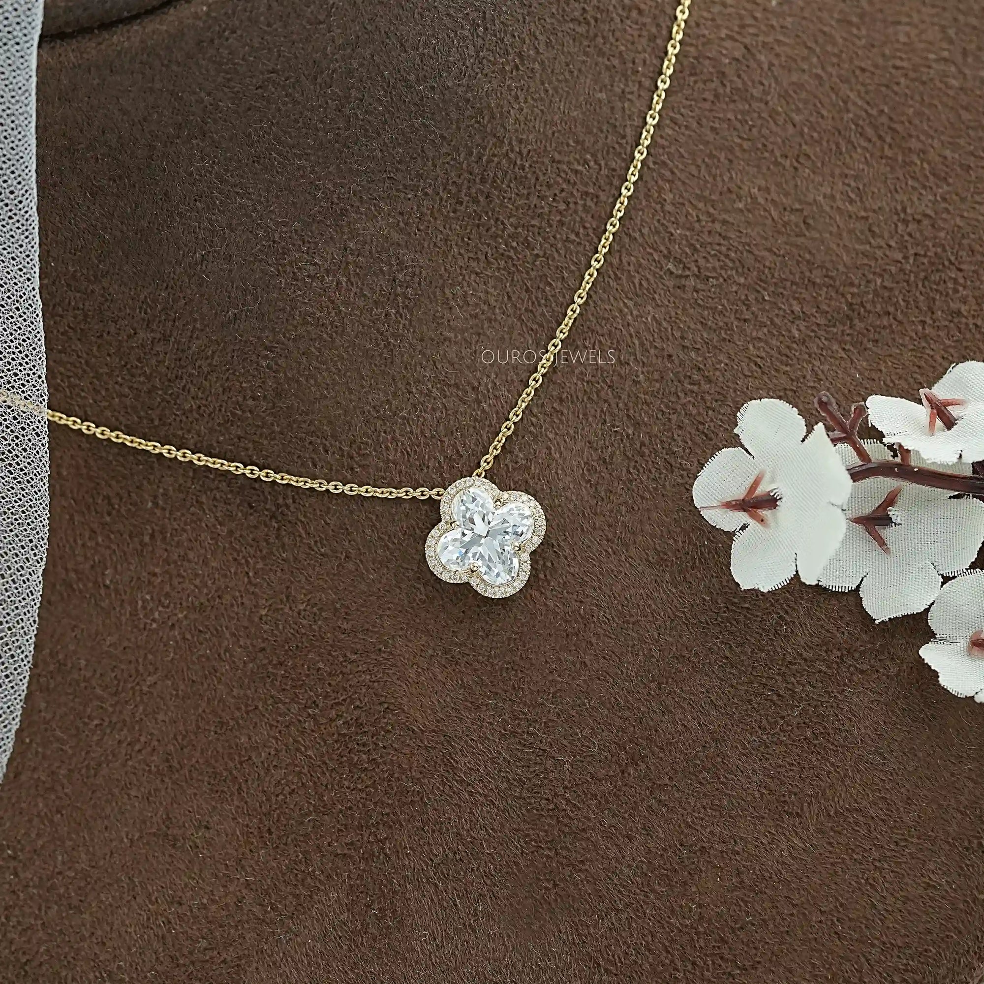 Floral Lab Grown Diamond Halo Pendant
