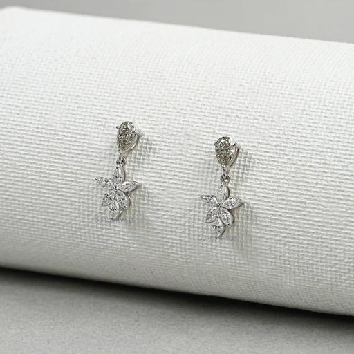 Floral Marquise Shape Drop Earrings Earrings