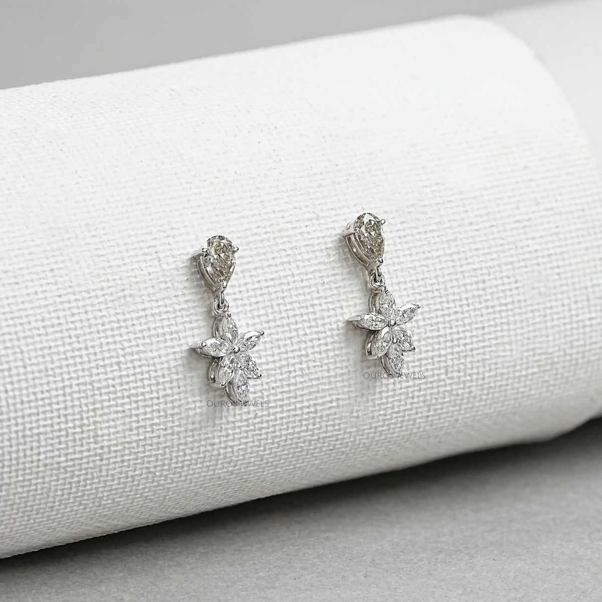 Floral Marquise Shape Drop Earrings Earrings