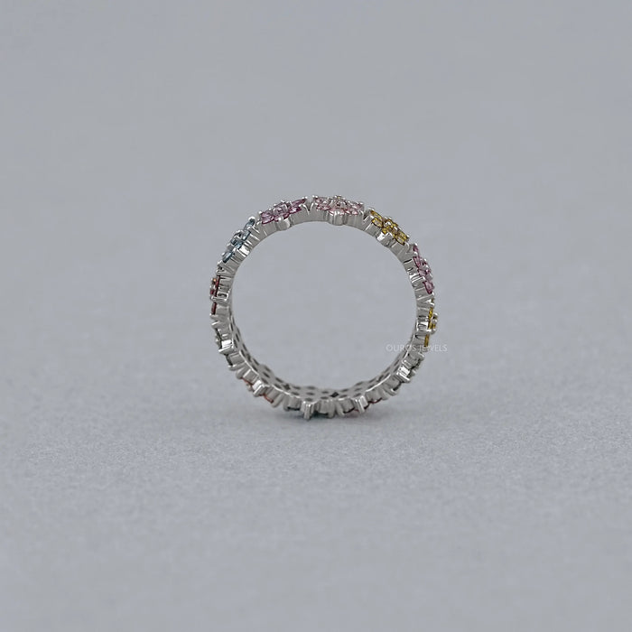 Round Colored Diamond Wedding Stackable Band Rings