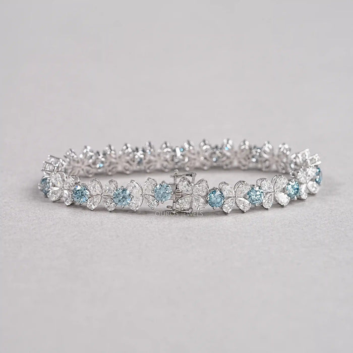 Pear-Shaped Flower Diamond Bracelet Bracelet