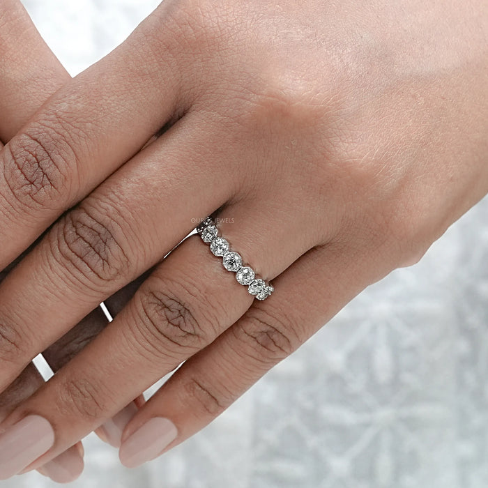 Old European Round Cut Lab Diamond Eternity Wedding Band Rings