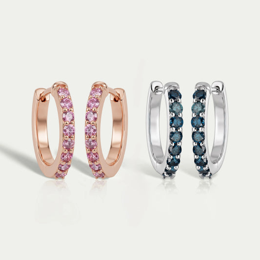 Fancy Round Cut Lab Grown Diamond Hoop Huggie Earrings