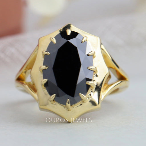 Octagon Shape Oval Cut Diamond Engagement Ring