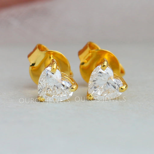 Yellow Gold Heart Shape Lab Diamond Stud Earrings Earring