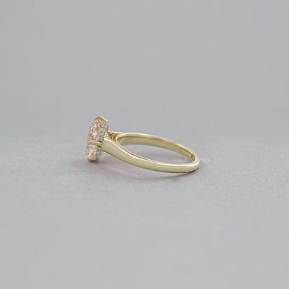 Fancy Intense Pink Cushion Cut Hidden Halo Ring