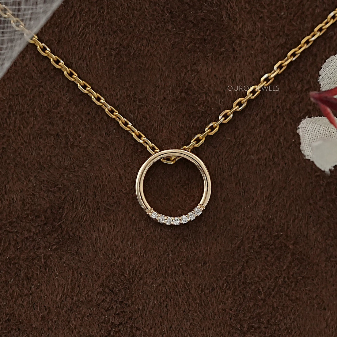 Open Circle Round Lab Diamond Pendant Necklaces