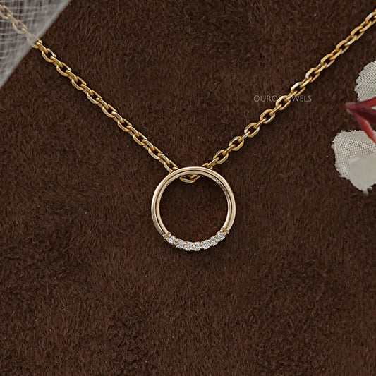 Open Circle Round Lab Diamond Pendant Necklaces