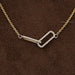 Open Rectangle Round Lab Diamond Interlinked Pendant Necklaces
