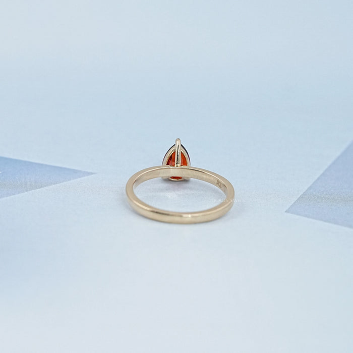 Garnet Pear Gemstone Solitaire Engagement Ring Ring