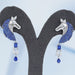Sapphire Lab Gemstone Unicorn Antique Earrings