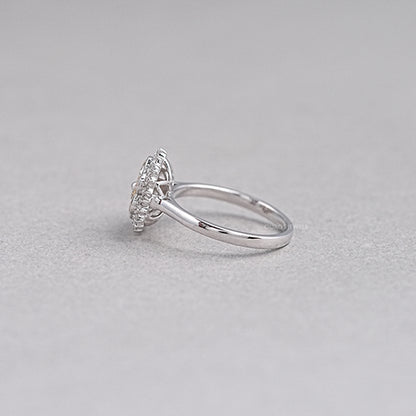 Yellow Pear Cut Floral Halo Diamond Ring Ring