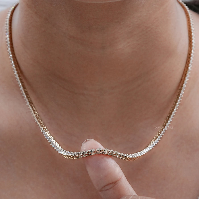 Graduated Brilliant Round Cut Tennis Necklace Necklaces