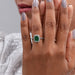 Halo With Accent Diamond Green Emerald Gemstone Ring Rings