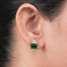 Emerald Green Gemstone and Triangle Diamond Stud Earrings Earring