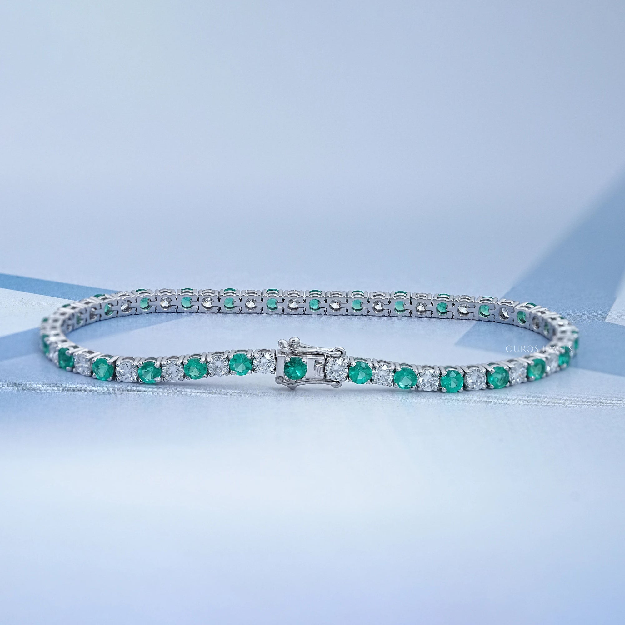 Green Round Gemstone And Lab Diamond Tennis Bracelet Bracelet