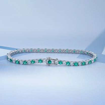 Green Round Gemstone And Lab Diamond Tennis Bracelet Bracelet