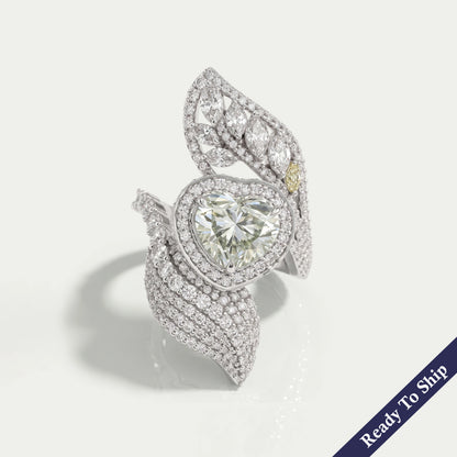 Green Heart Cut Lab Grown Diamond Vintage Engagement Ring