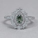 Green Pear Cut Surround Double Halo Diamond Engagement Ring Rings