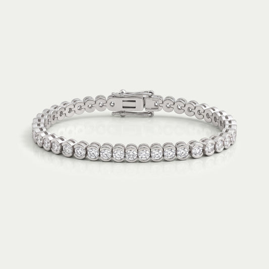 Round Cut Half Bezel Set Tennis Bracelet