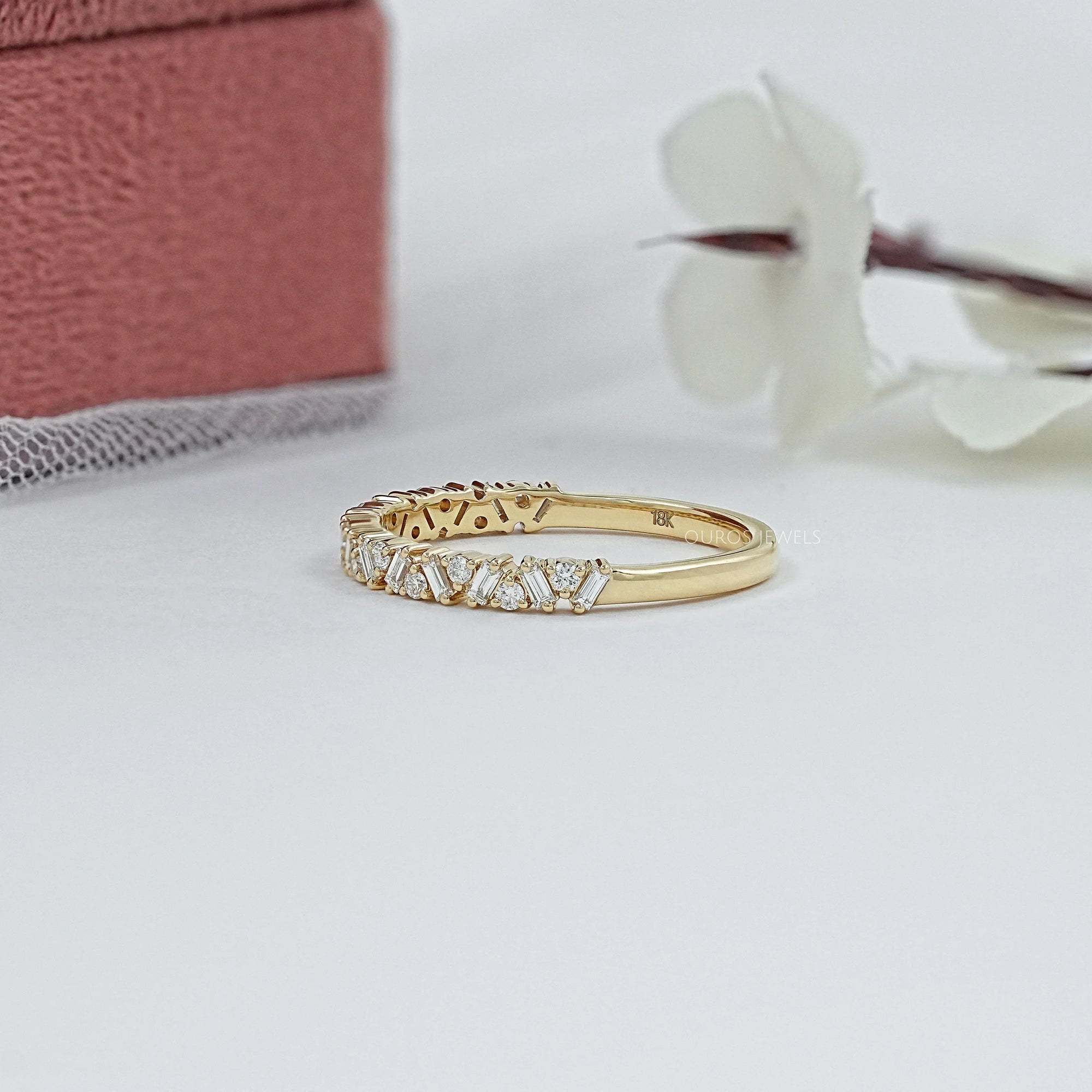 Baguette And Round Diamond Wedding Band