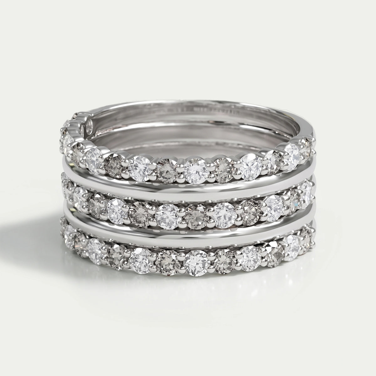 Half Eternity Round Cut Three Row Band
