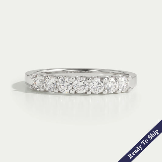 Round Cut Lab Grown Diamond Half Wedding Band