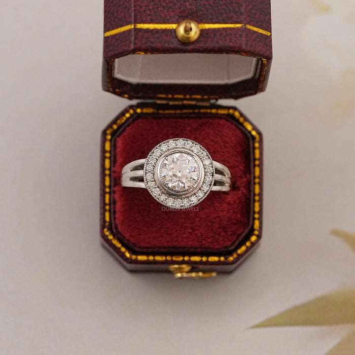 Old European Round Cut Split Shank Ring Ring