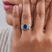 Blue Sapphire Halo Engagement Ring