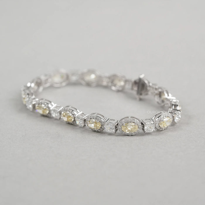 Yellow Oval Cut Halo Lab Grown Diamond Bracelet Bracelet