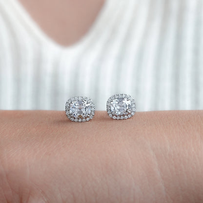 Old Mine Cushion Cut Halo Stud Earrings Earrings