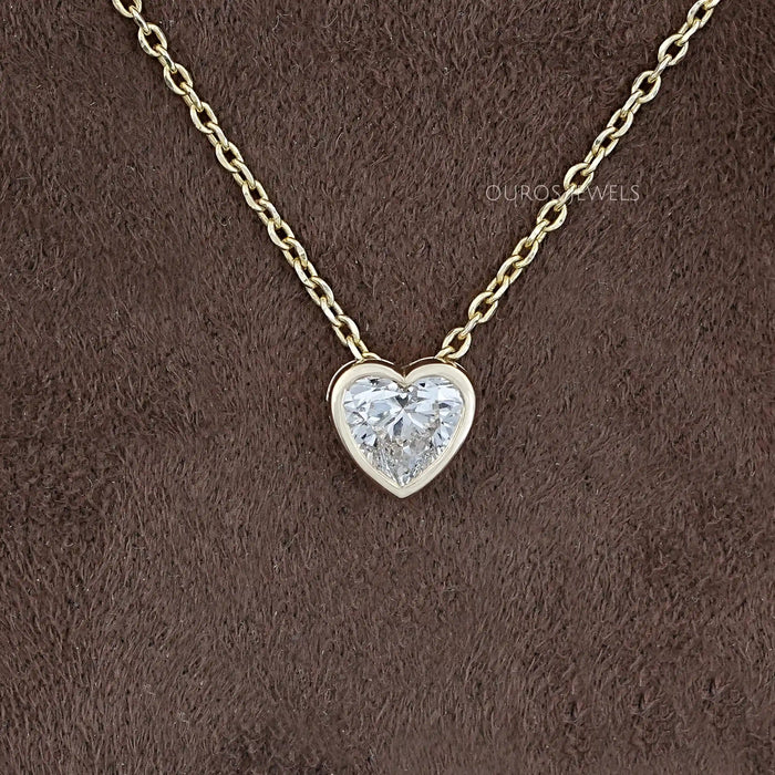 Heart Cut Lab Diamond Solitaire Bezel Pendant Necklaces