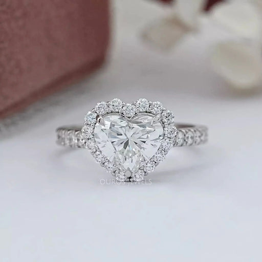 Heart Lab Diamond Halo Engagement Ring Ring