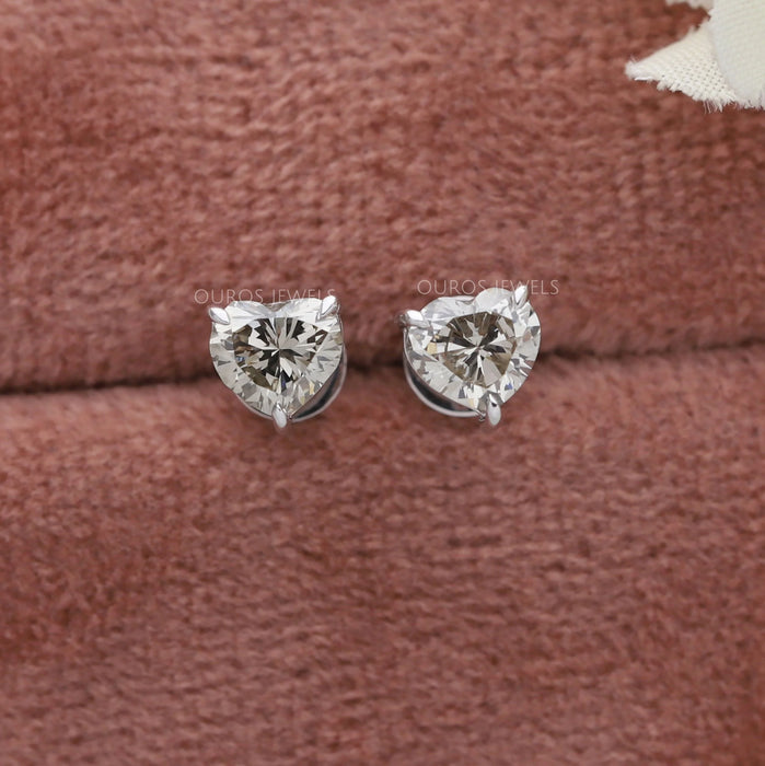 Olive Heart Cut Lab Diamond Screw Back Stud Earrings Earring