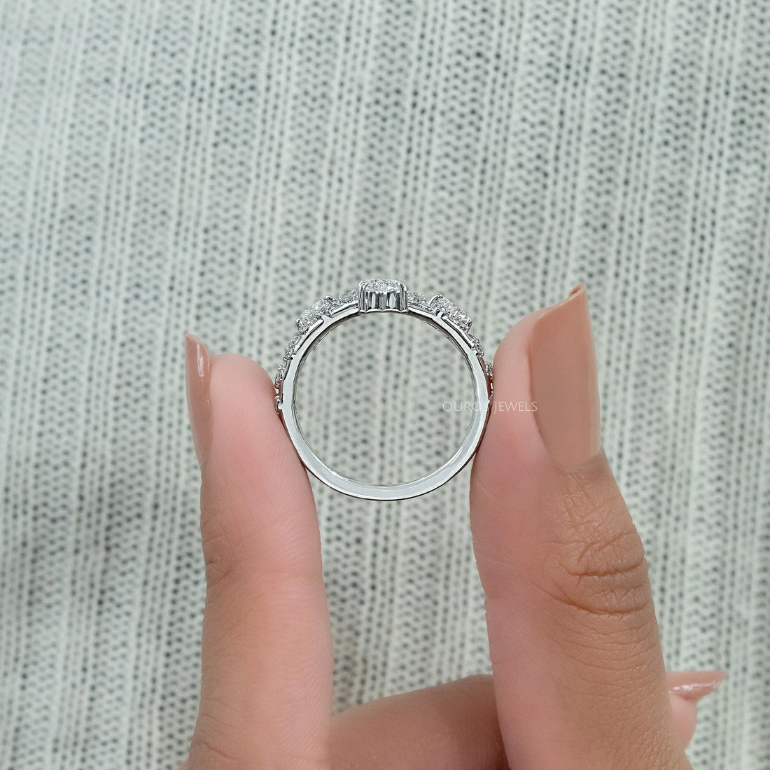 Multi Row Heart Diamond Anniversary Ring Ring