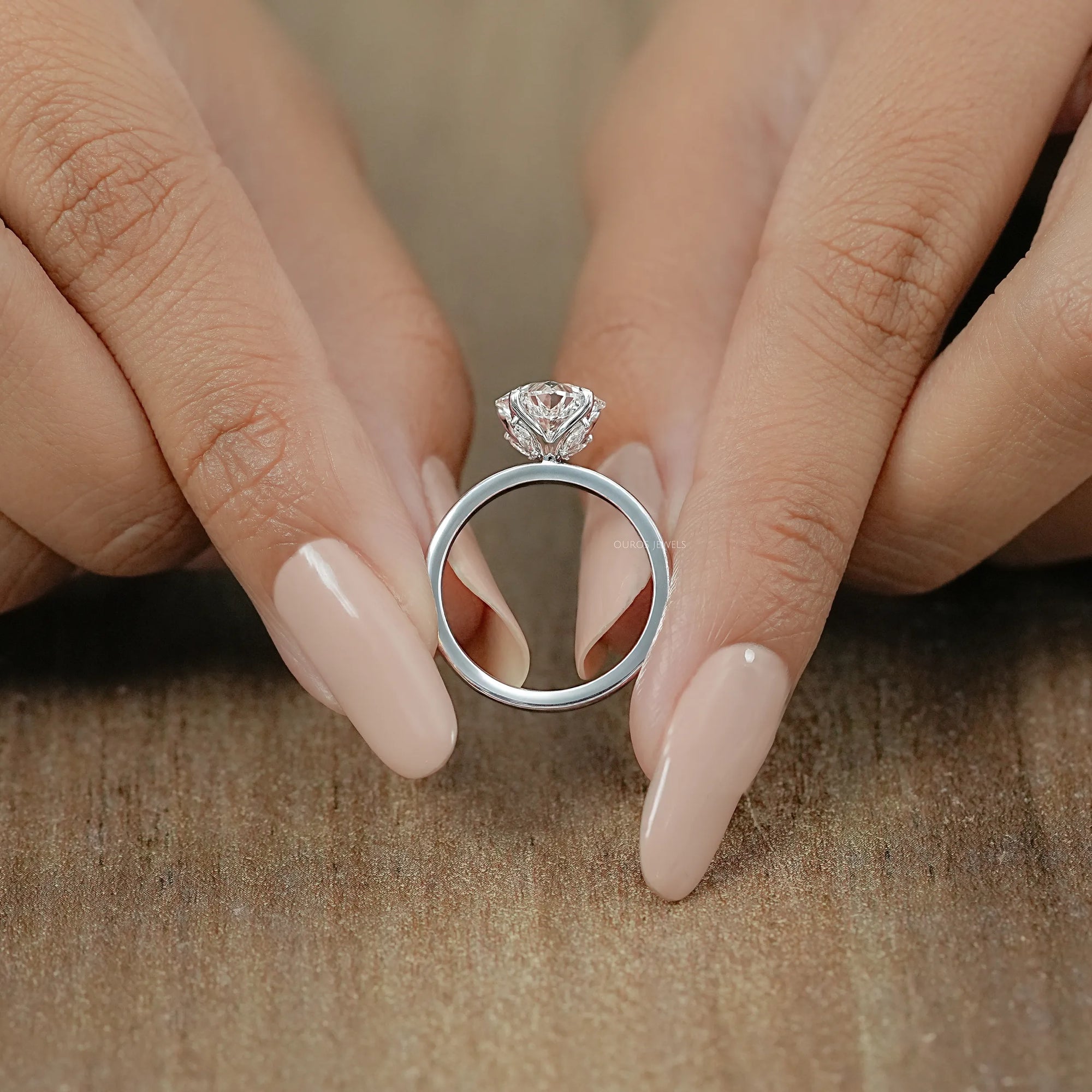 Heart Diamond Tulip Set Solitaire Ring
