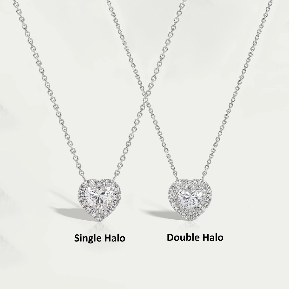 Heart Cut Lab Grown Diamond Double Halo Pendant Necklaces