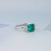 Green Asscher Gemstone Three Stone Engagement Ring Rings