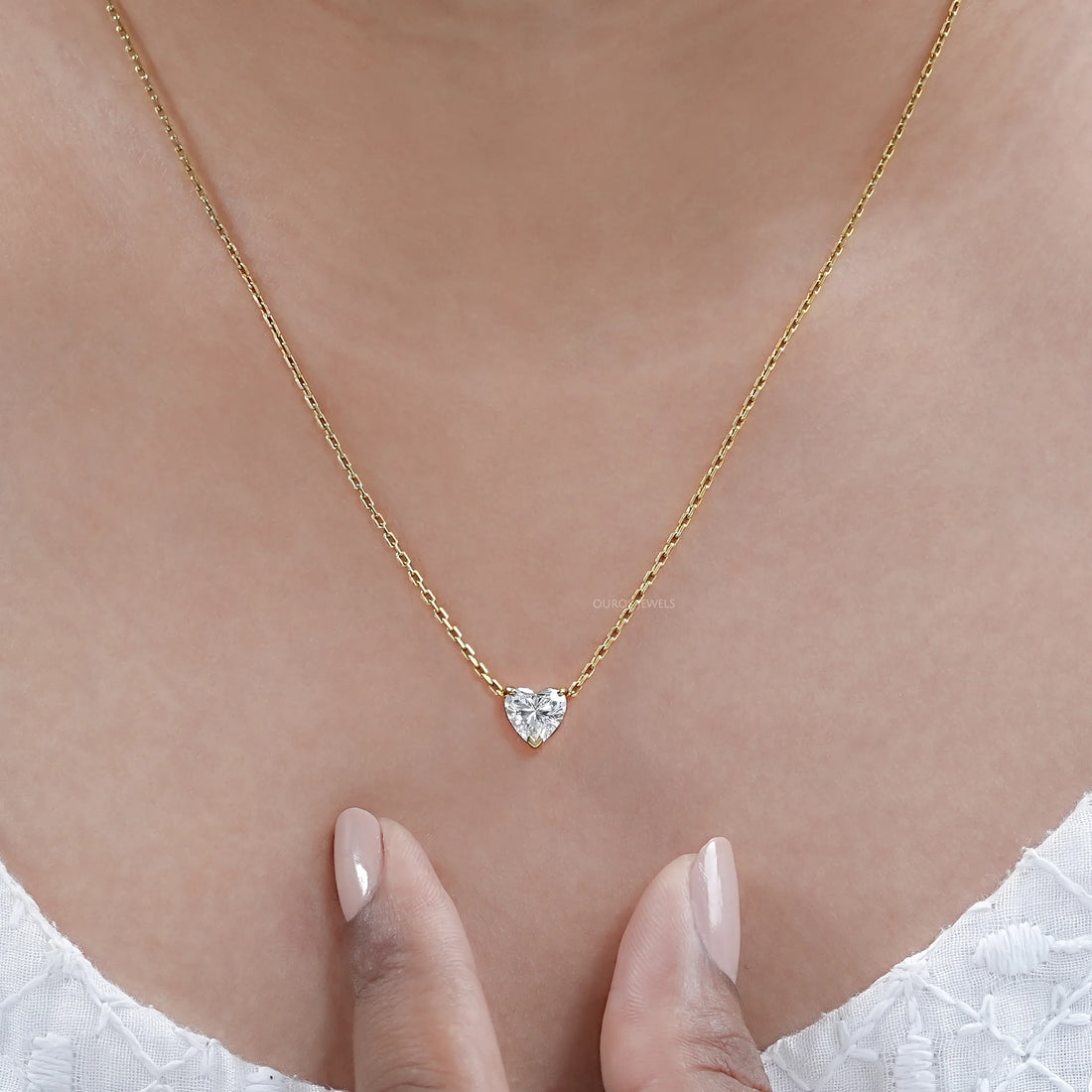 Heart Cut Lab Grown Diamond Solitaire Pendant Necklaces