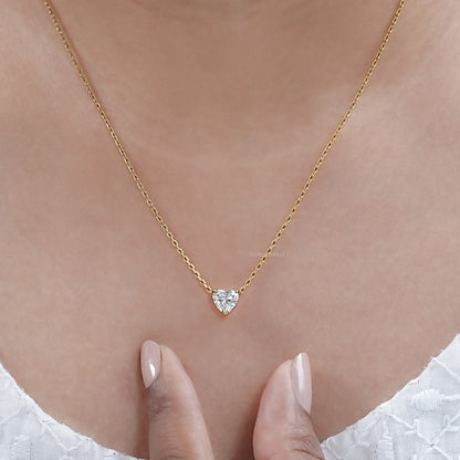 Heart Cut Lab Grown Diamond Solitaire Pendant Necklaces
