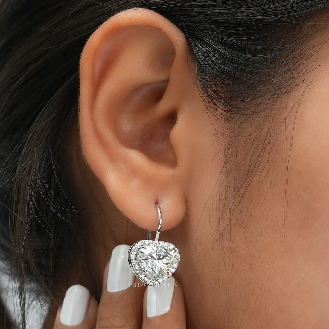 Heart Cut Lab Grown Diamond Dangle Earrings Earrings