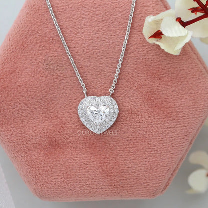 Heart Cut Lab Grown Diamond Double Halo Pendant Necklaces