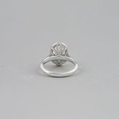 Fancy Pink Oval Diamond Pave Set Accent Ring Ring