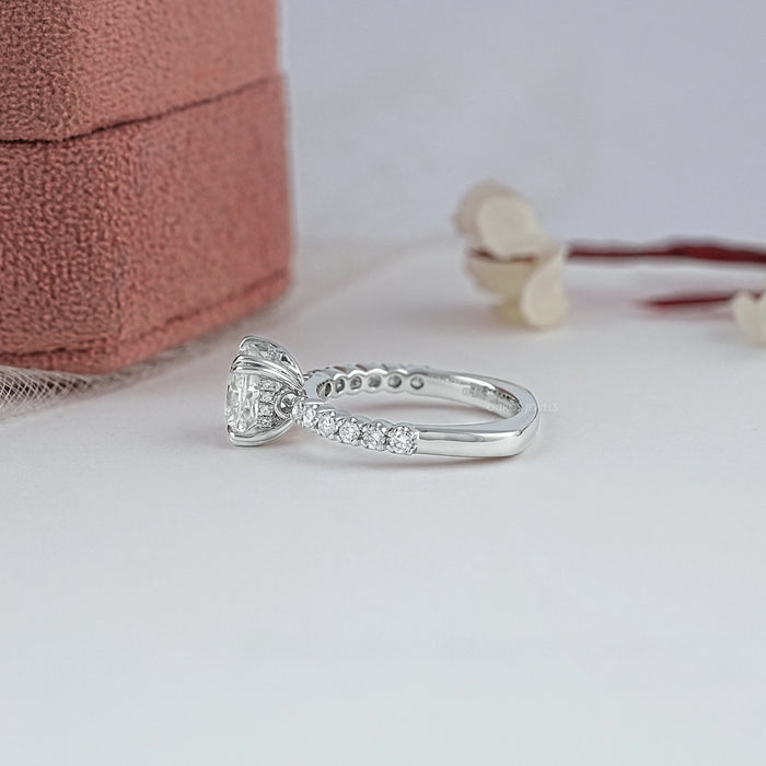 Euro Shank Hidden Halo Diamond Engagement Ring Ring