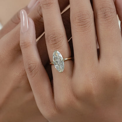 Moval Cut Lab Diamond Hidden Halo Ring
