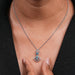 Blue Pear Diamond Halo Floating Pendant Necklaces